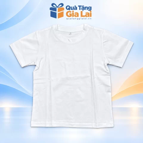 Áo thun đồng phục cổ tròn cotton 100% màu trắng