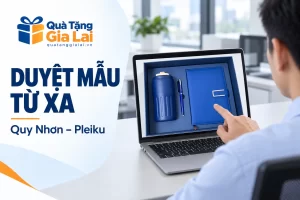 Banner Duyệt mẫu từ xa Quy Nhơn – Pleiku, người xem bộ quà xanh trên máy tính
