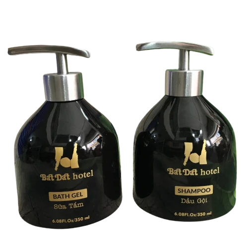 Bình đen dáng bầu 350ml với đầu nhấn inox bản rộng
