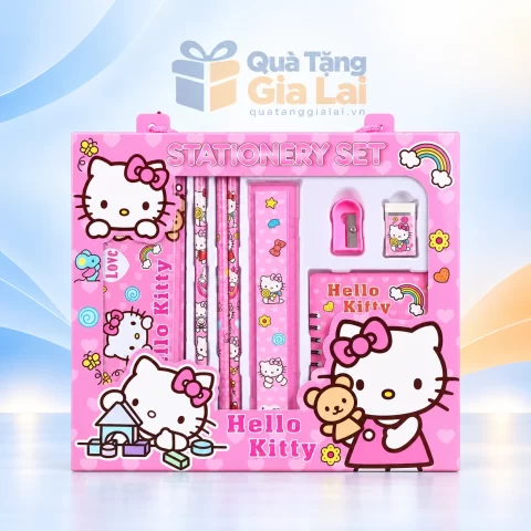 Bộ dụng cụ học tập họa tiết hồng trên nền Gia Lai