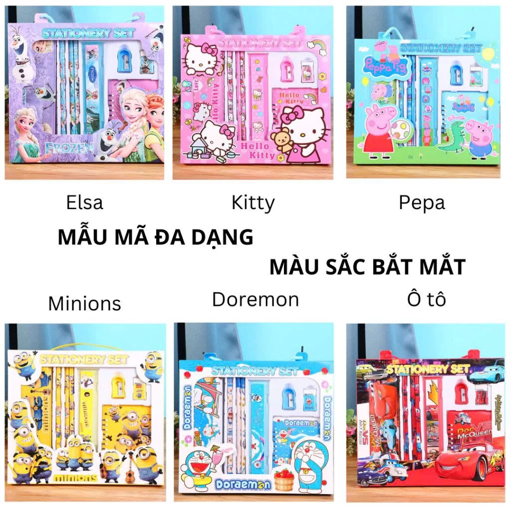 Các kiểu họa tiết của dòng bộ dụng cụ học tập