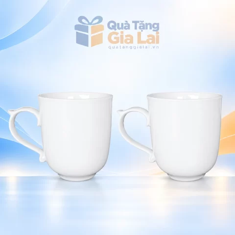 Bộ hai cốc sứ Bát Tràng ngọn lửa men trắng không nắp