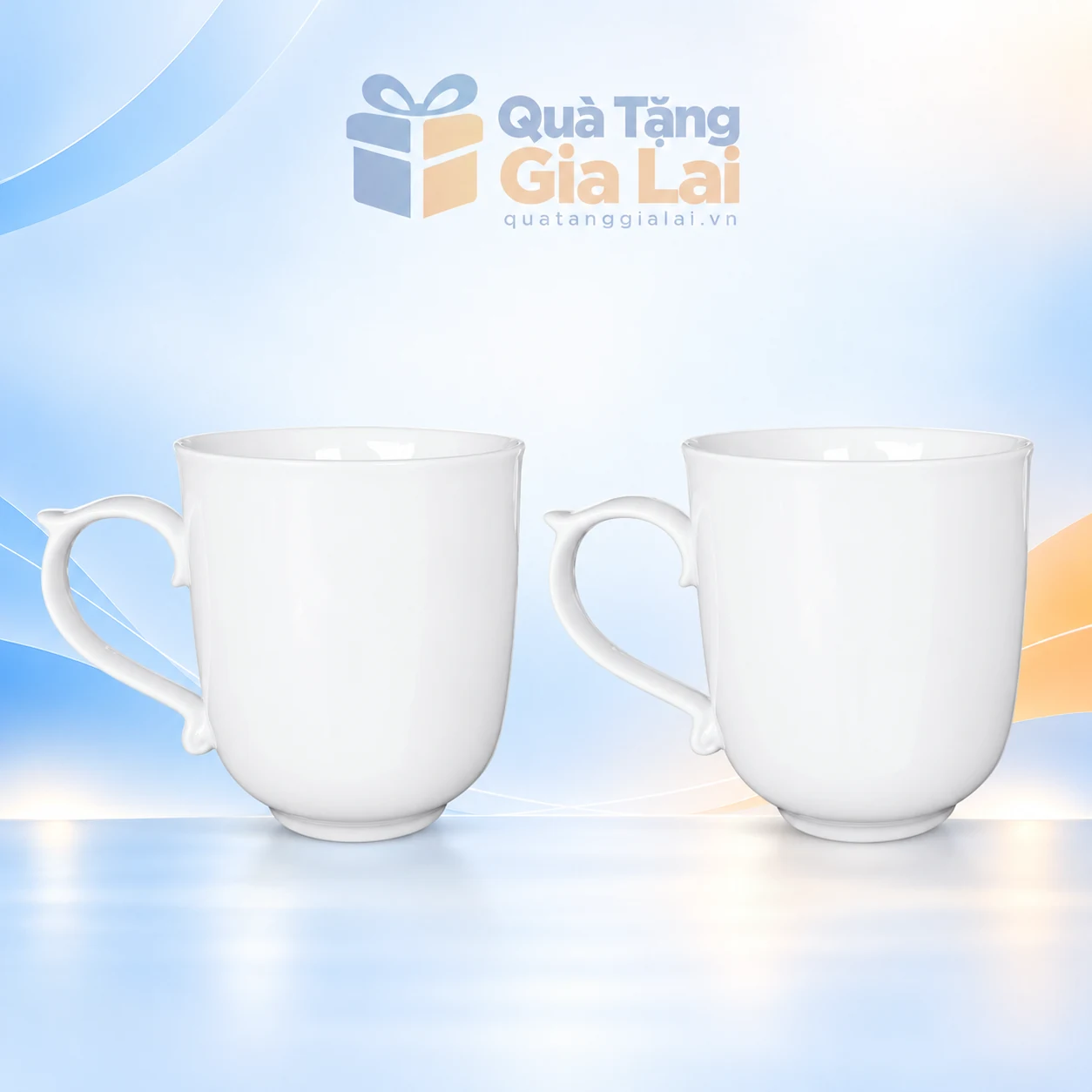 Bộ hai cốc sứ Bát Tràng ngọn lửa men trắng không nắp