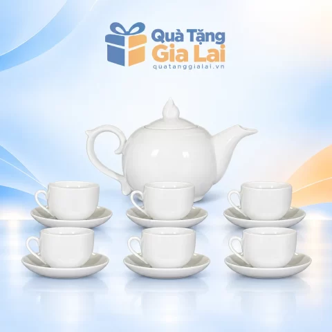 Bộ trà trắng bưởi lửa 02 gồm ấm 650 ml và sáu chén có quai