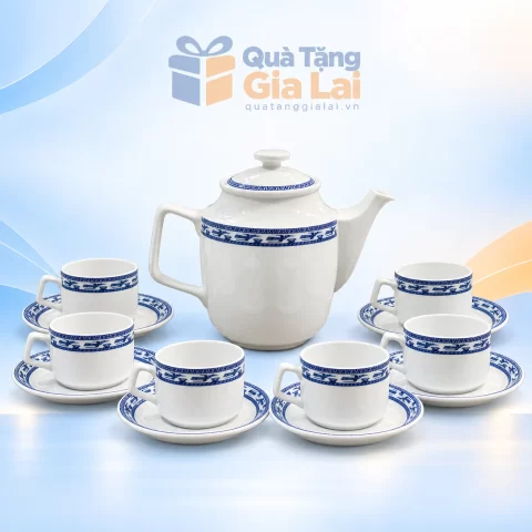 Bộ trà Jasmine Chim Lạc 1,1 lít với sáu chén có quai và sáu đĩa chén