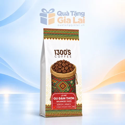 Cà phê 1300’s Gu Đậm Thơm 500g trên nền Quà Tặng Gia Lai