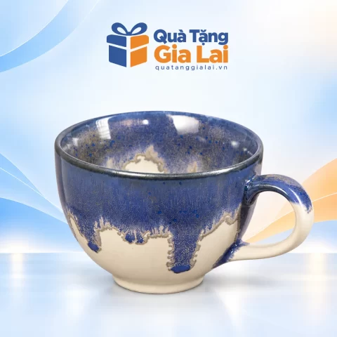 Cốc cà phê Capu S3 Bát Tràng 200 ml men xanh kem, quai tròn, không đĩa