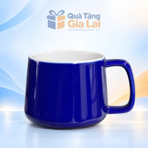 Cốc sứ Khánh An xanh cobalt 300 ml lòng trắng