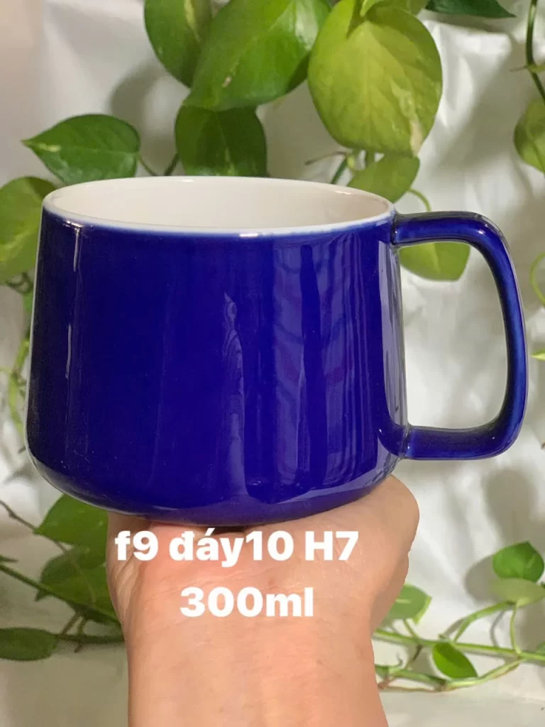 Cốc sứ Khánh An xanh cobalt 300 ml