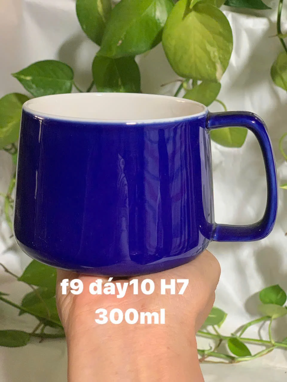 Cốc sứ Khánh An xanh cobalt 300 ml