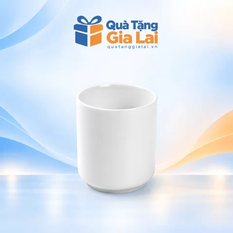 Cốc trụ trắng Bát Tràng 200 ml không quai với đáy bo tròn