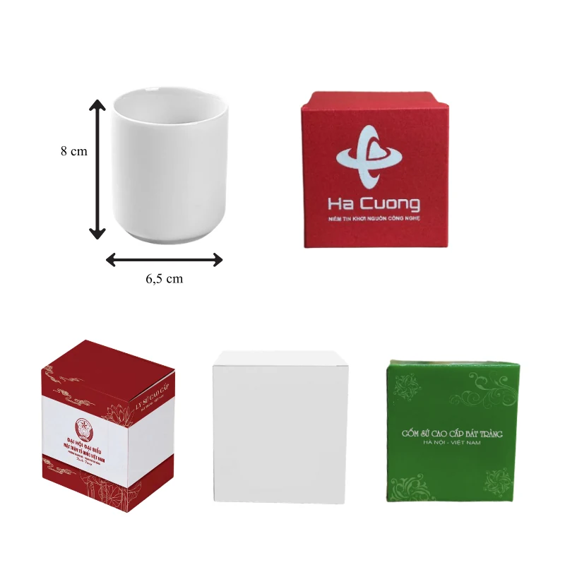 Kích thước cốc trụ 8 cm và 6,5 cm cùng các mẫu hộp tham khảo