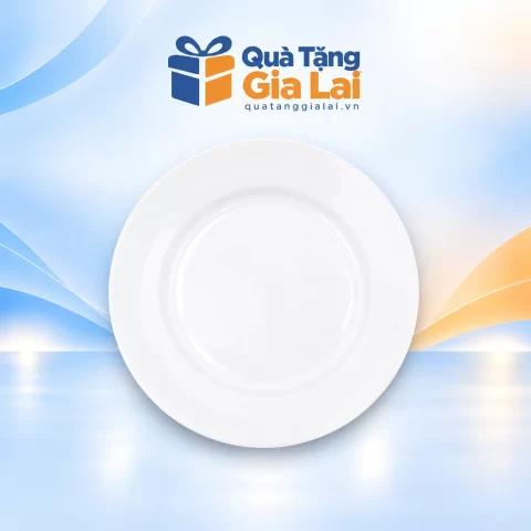 Đĩa tròn men trắng TK-D09 đường kính 22 cm