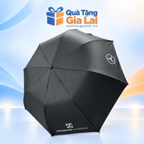 Dù gấp hai 2F108TGN màu đen, tán tám múi với bố cục in trắng