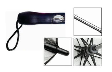 Các góc cận tay cầm, thân và cụm khung của dù gấp hai