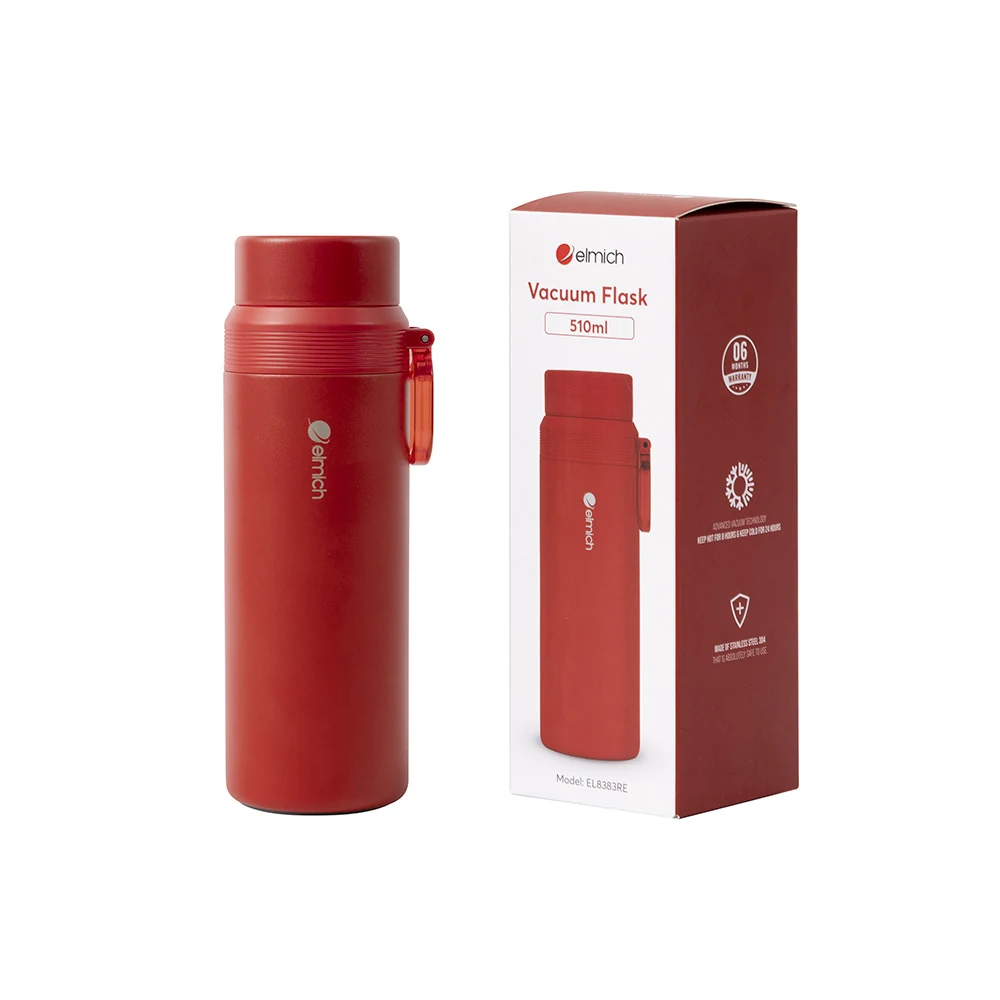 Bình Elmich EL8383 đỏ và bao bì hãng ghi 510 ml
