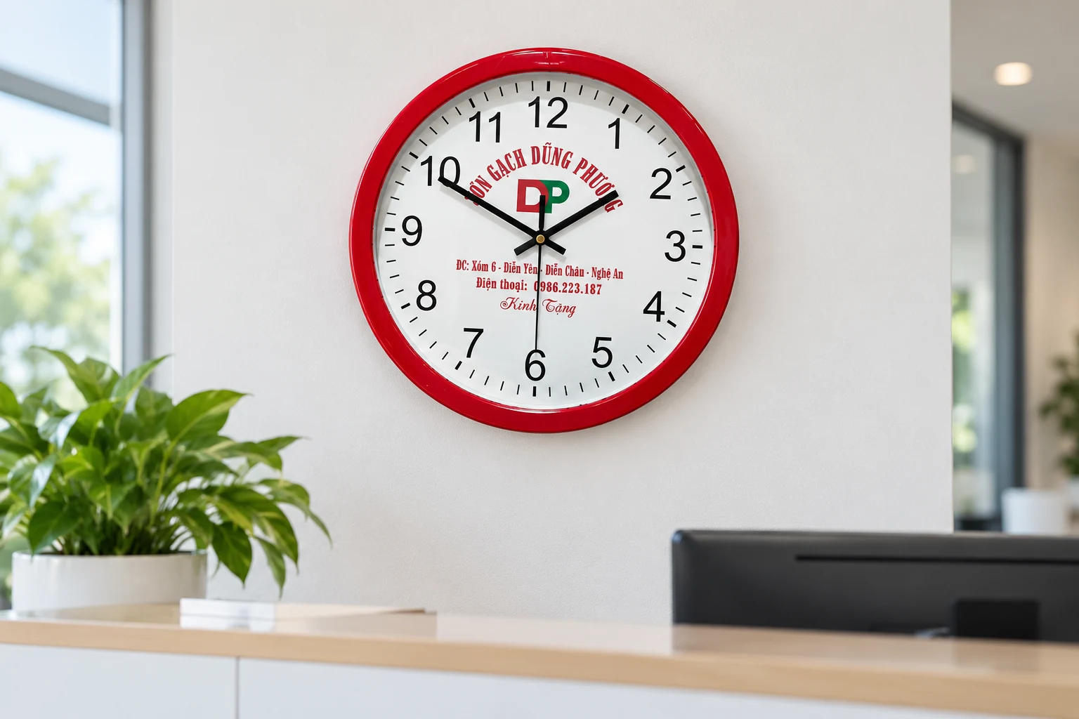 HD303 viền đỏ treo tại không gian làm việc