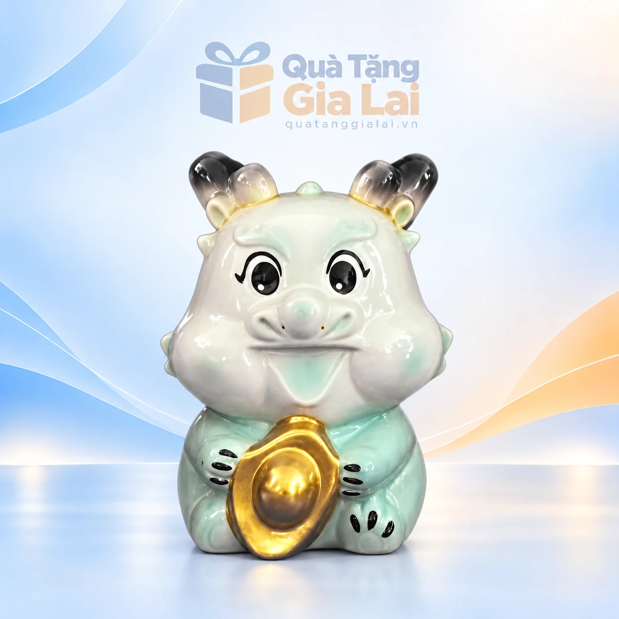 Heo đất hình rồng S3 ôm thỏi vàng trên nền Gia Lai