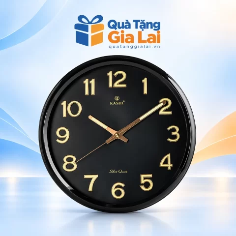 Đồng hồ Kashi HM 223 mặt đen, số màu vàng