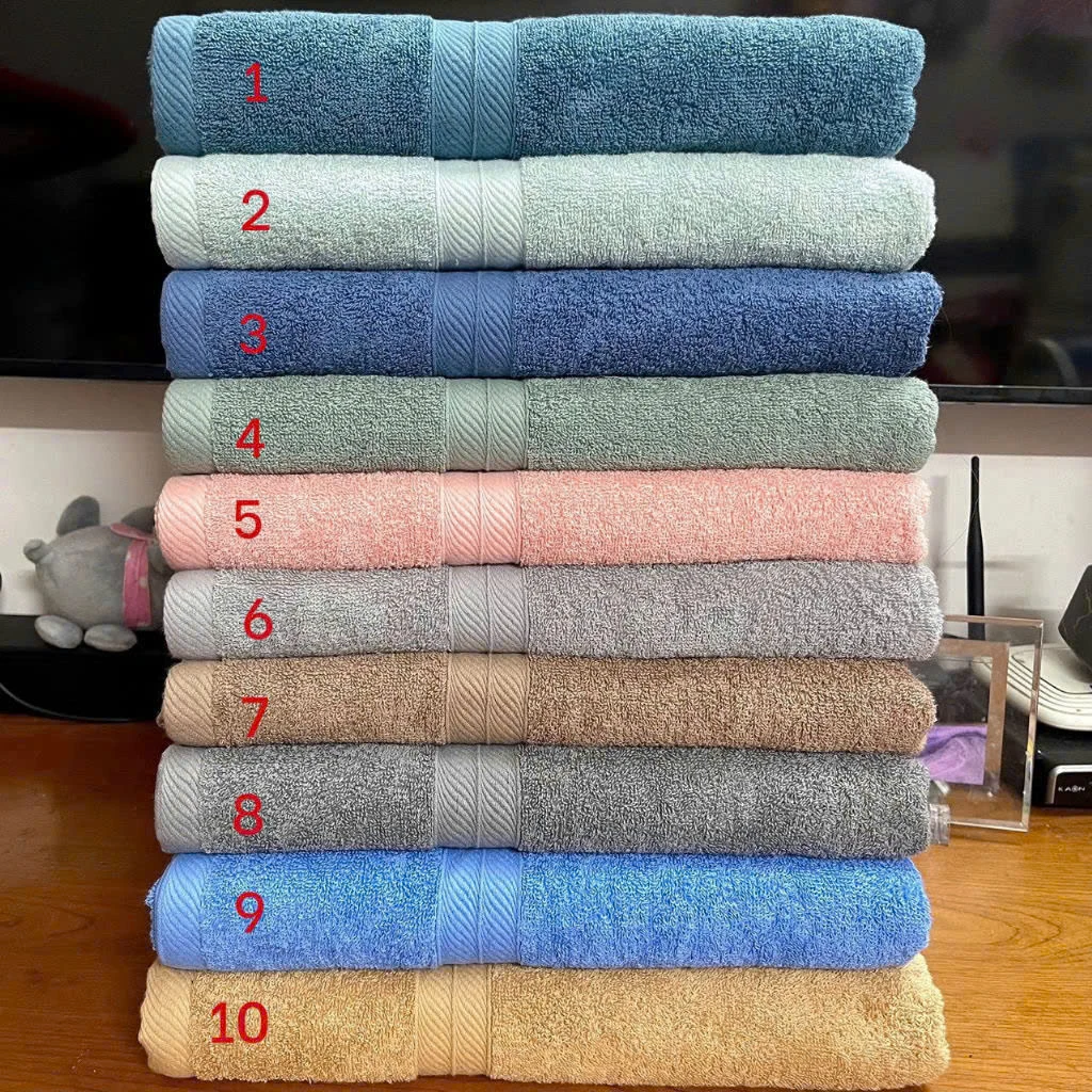 Mười màu khăn cotton đánh số với dải biên vân chéo