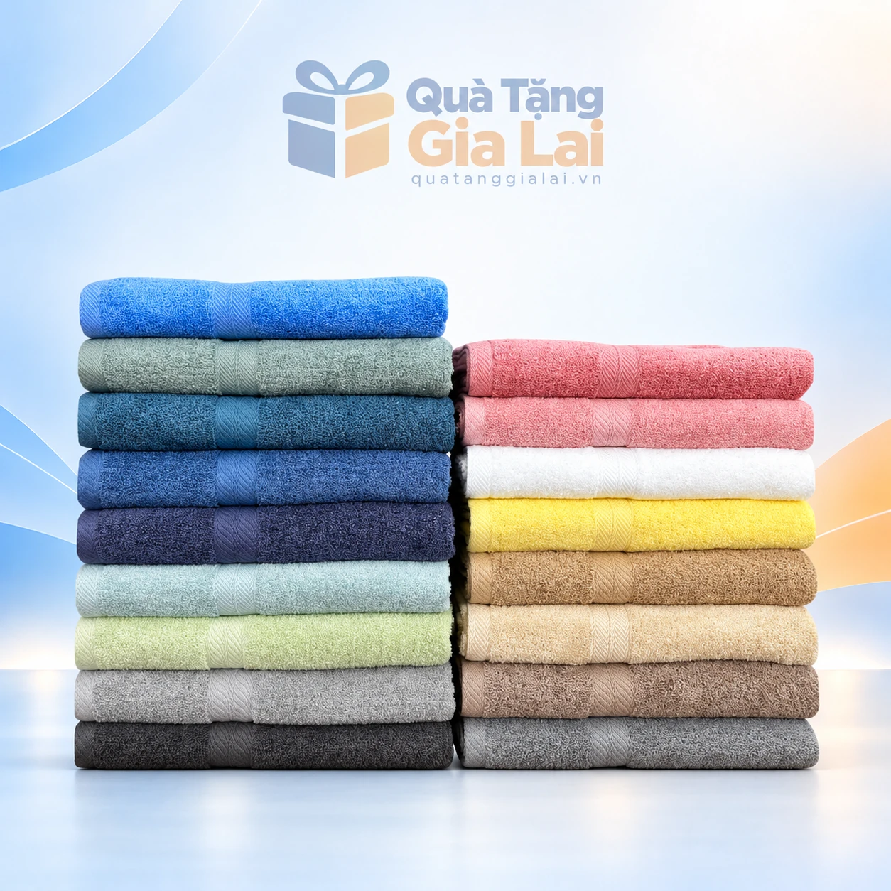 Các màu khăn cotton35x78cm trên nền Gia Lai