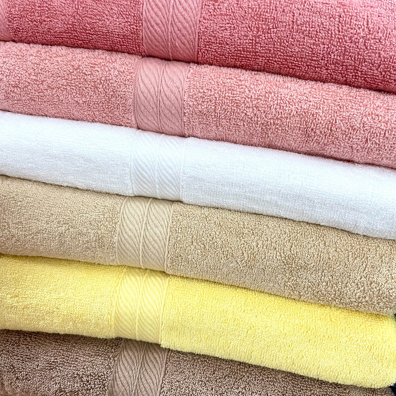 Cận mặt bông và đường biên dệt của các mẫu màu khăn cotton