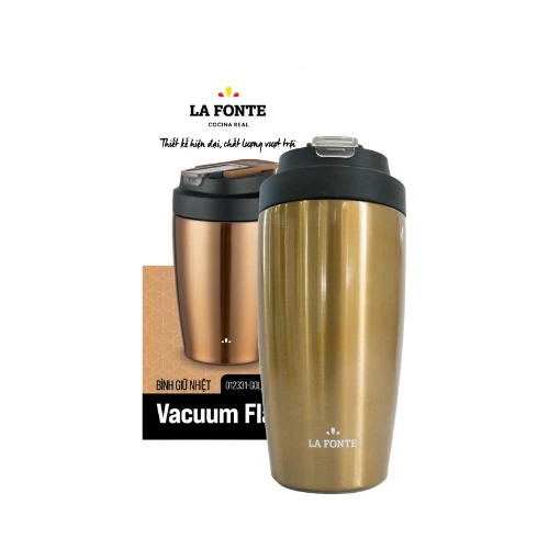 Bình La Fonte Gold 012331 đặt cạnh bao bì mang tên mẫu