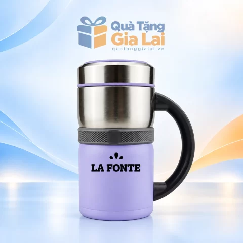 Cốc La Fonte 3000730 tím nhạt 450 ml có quai đen trên nền Quà Tặng Gia Lai