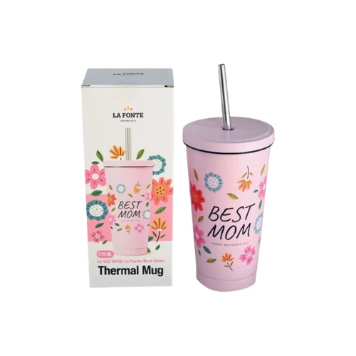 Ly La Fonte Best Mom 570 ml cùng bao bì họa tiết của hãng