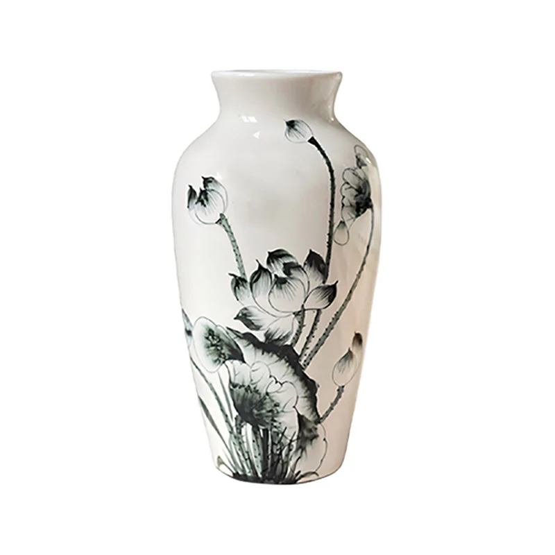 Toàn dáng lọ hoa cổ rụt H29 vẽ sen đen