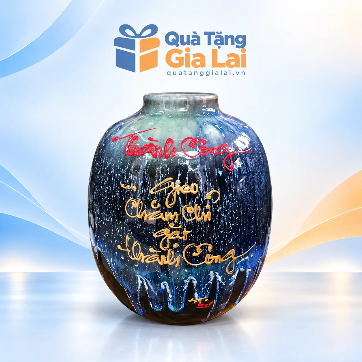Lọ hoa men kim sa H24 chữ Thành Công