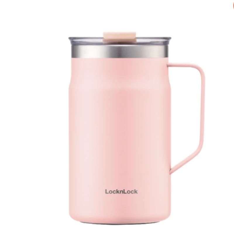 Ca LocknLock Metro Table Mug LHC4282 hồng 600 ml nhìn từ phía trước