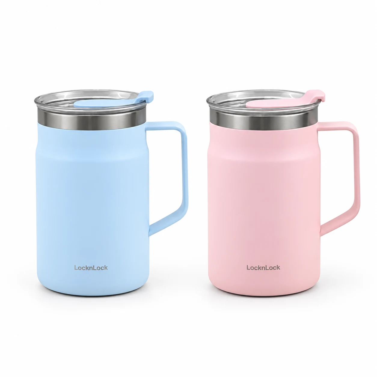 Hai màu xanh da trời và hồng của LocknLock Metro Table Mug 600 ml