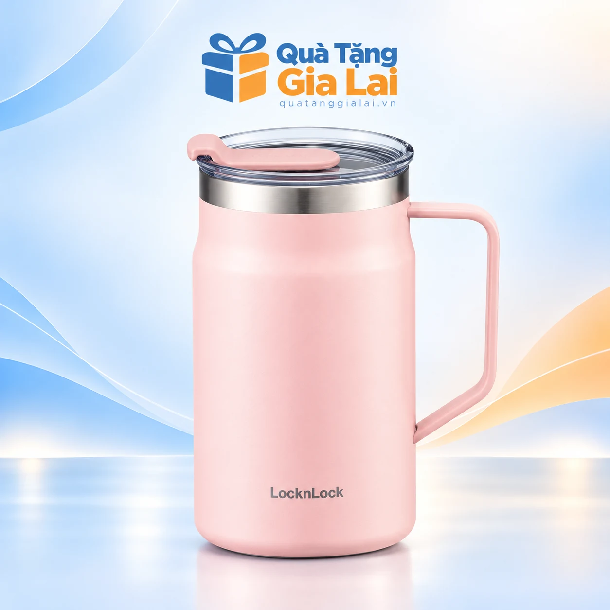 Ca LocknLock Metro Table Mug LHC4282 hồng 600 ml trên nền Gia Lai