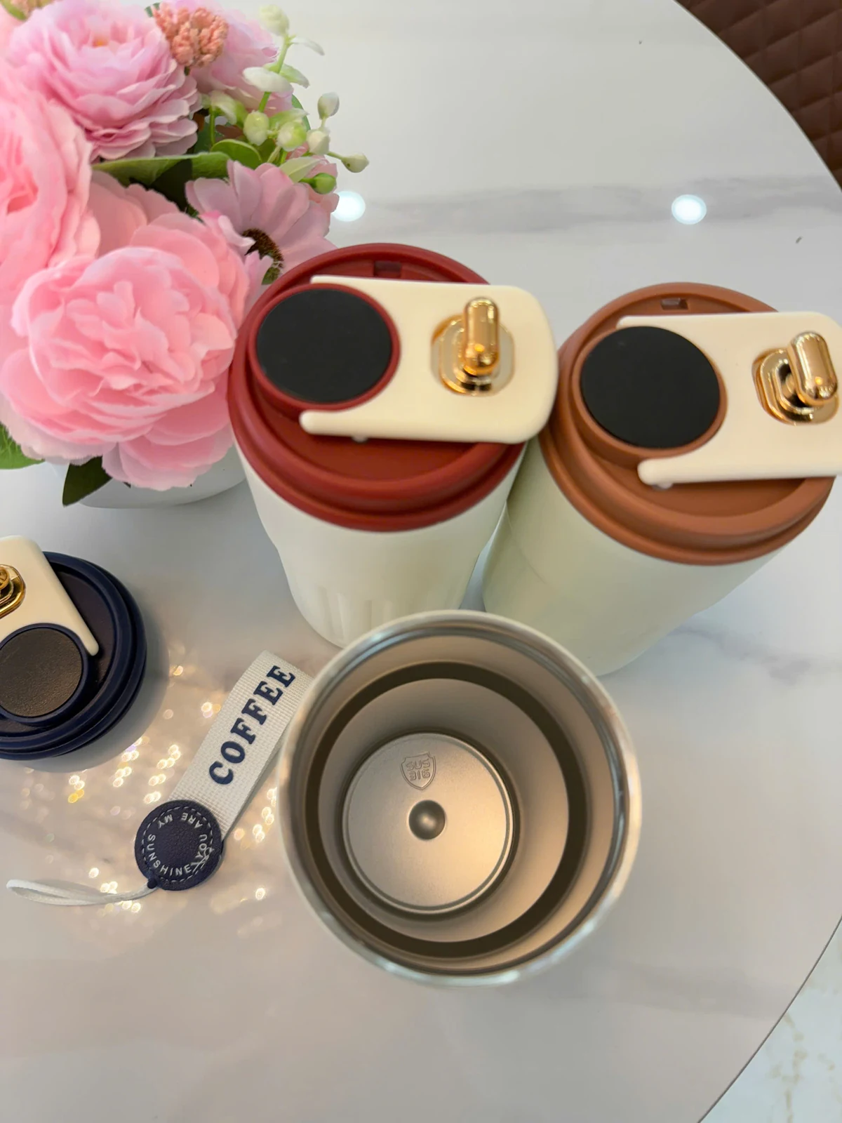 Lòng ly kim loại và dây COFFEE của mẫu410ml