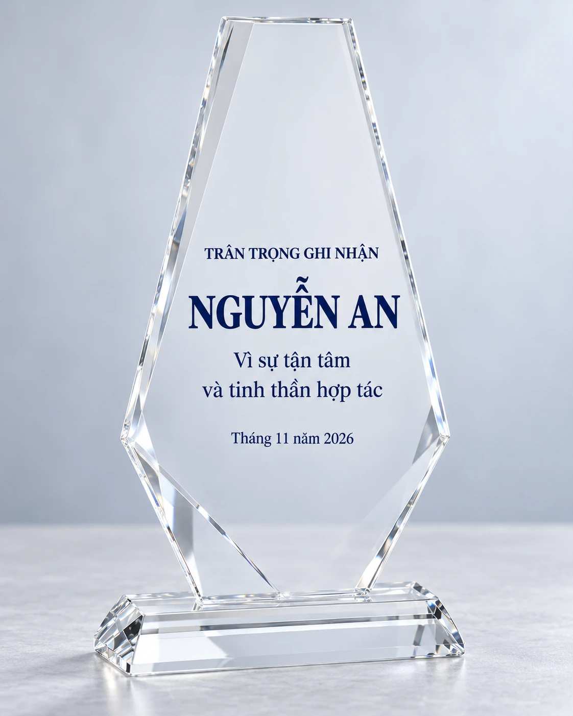 Kỷ niệm chương dáng đứng ghi tên Nguyễn An cùng lời ghi nhận đóng góp