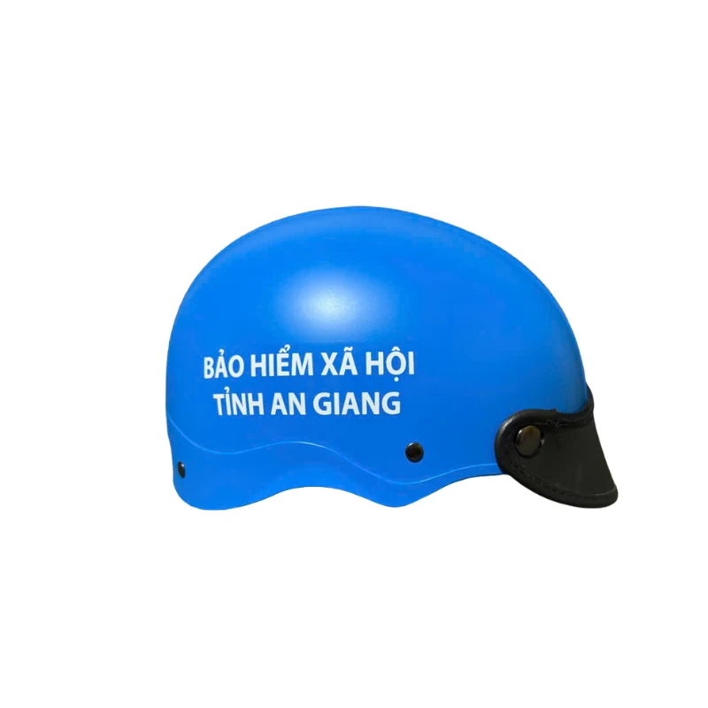 Mũ nửa đầu xanh dương, tên đơn vị màu trắng ở bên hông
