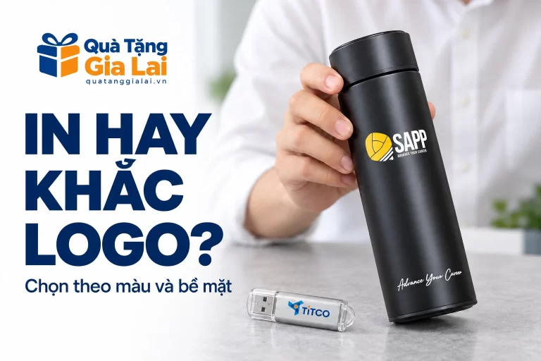Banner in hay khắc logo, xem mặt bình đen SAPP và USB kim loại TiTCO