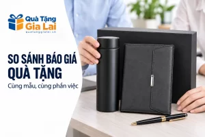 Banner so sánh báo giá quà tặng, xem bình sổ bút đen cùng phần hộp