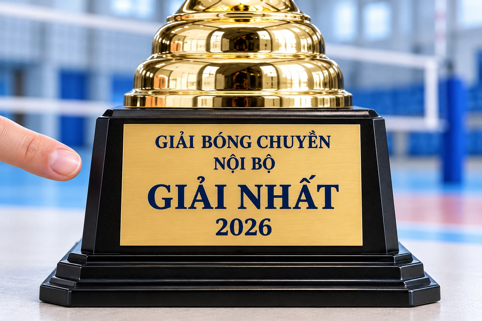 Cận bảng chữ Giải bóng chuyền nội bộ, Giải Nhất, 2026 trên đế cúp