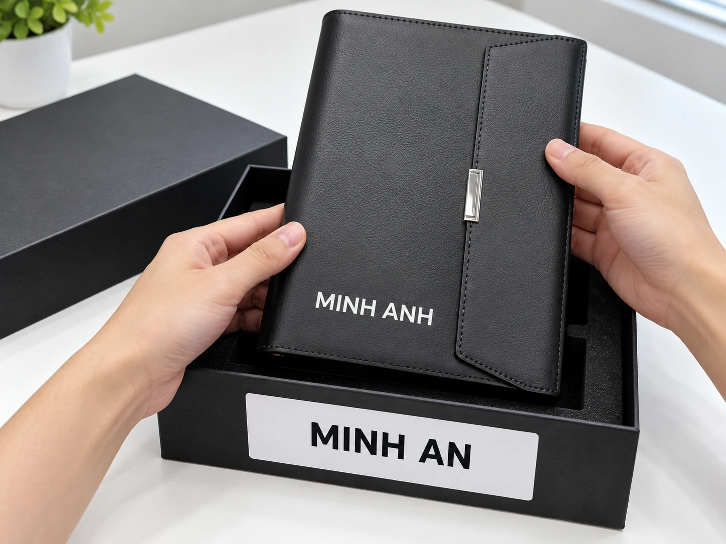 Nhãn hộp ghi MINH AN còn sổ bên trong ghi MINH ANH trong tình huống giả định