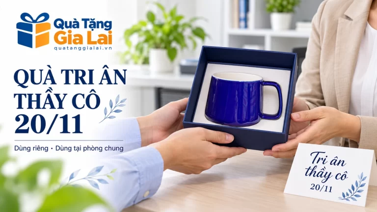 Cảnh trao một cốc xanh và thiệp tri ân thầy cô 20/11