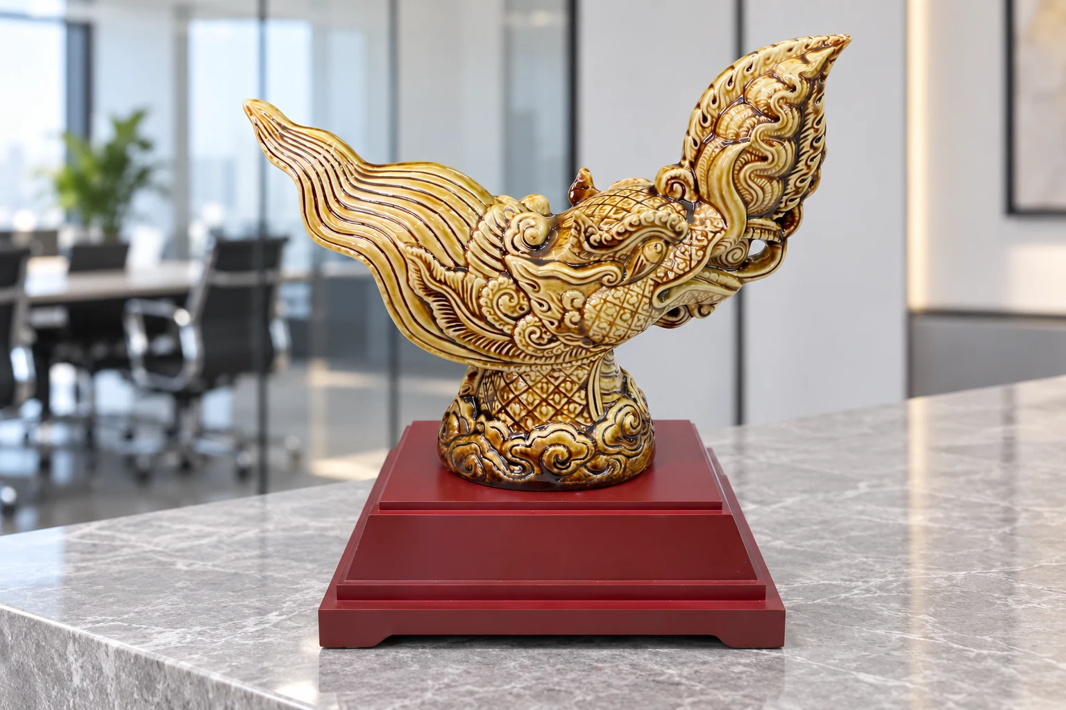 Tượng rồng bay S3 trên kệ phòng họp