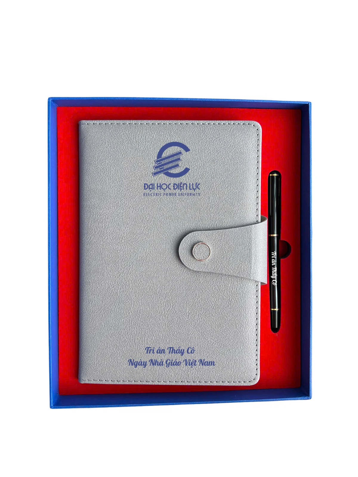 Phiên bản sổ xám và bút đen, logo Đại học Điện lực