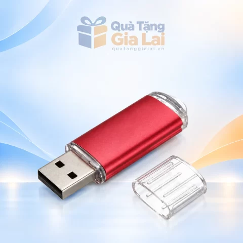 USB kim loại UKV 024 16 GB mẫu đỏ trên nền Gia Lai